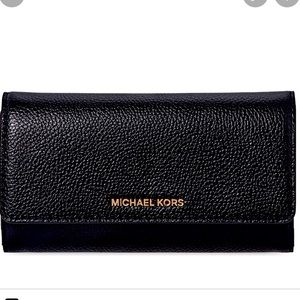 Michael Kors Mercer Black Leather Tri Fold Wallet